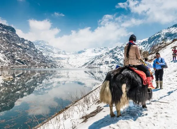 Frozen Tsongmo Lake near Gangtok in winter